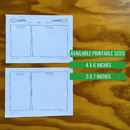 Printable Digital Recipe Card | 5 x7 and 4 x 6 inch size available to download | GoodNotes, iPad, PDF